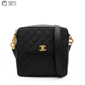 CHANEL Black Caviar Gold Chain Shoulder Bag #