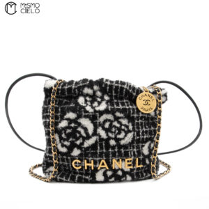 CHANEL White And Black Mini Cashmere Jacquard Camellia *