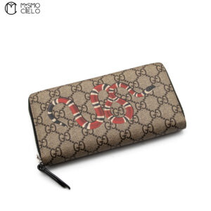 GUCCI Kingsnake Print GG Supreme Zip Wallet ^ *