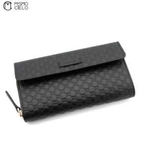 GUCCI Micro Guccissima Tri-fold Long Black Wallet ^ *