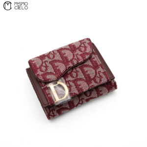 CHRISTIAN DIOR Saddle Trotter Tri-fold  Bordeaux Wallet ^