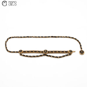 CHANEL Coco Mark 4 Row Leather Chain Belt 97 cm