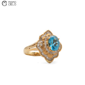 MY BEADS LUXE 18K Gold and 2.11 ct Topaz and Diamond 7.8g  Ring  size 12