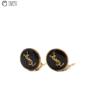 YVES SAINT LAURENT Cassandra YSL Round  Metal Clip-on Earrings