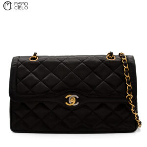 CHANEL Matelasse Lambskin Double Flap Paris Limited Edition Shoulder Bag ^#