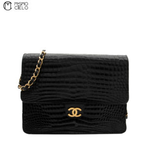 CHANEL Coco Mark Crocodile Chain Shoulder Bag #