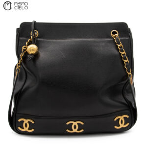 CHANEL Caviar Skin Triple Coco chain Tote Bag and Ball Charm