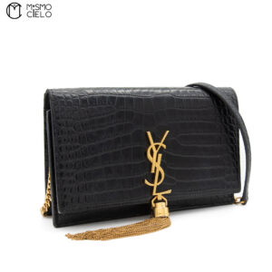 YVES SAINT LAURENT Kate Crocodile Embossed Large  Wallet ^ *