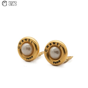 CHANEL Gold Plated Faux Pearl Clip-On Earrings