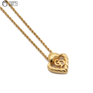 CHRISTIAN DIOR Gold CD logo Heart Pendant 44 cm