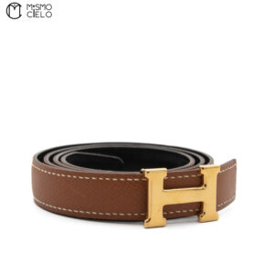 HERMES Mini Gold H Constance leather Belt Z Engraved 80 cm^