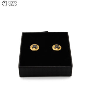 HERMES Gold and Black Horse Cufflinks