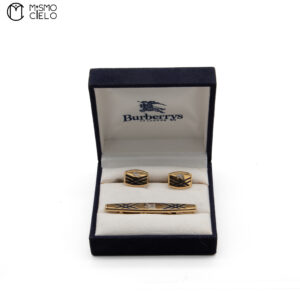 BURBERRY Gold Cufflinks and Tie Pin Set *