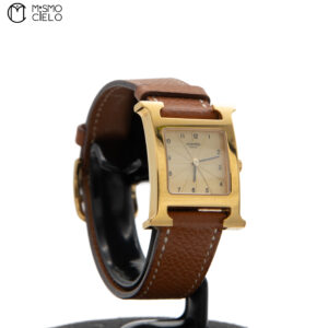 HERMES Gold and Brown HH1.201 Watch *