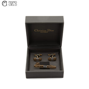 CHRISTIAN DIOR Gold and Silver Logo Cufflink and Tie Pin *
