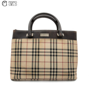 BURBERRY Brown Novacheck Strap Tote Bag