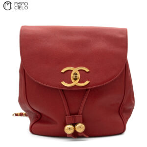 CHANEL Caviar Skin Deca Coco Chain Red Backpack
