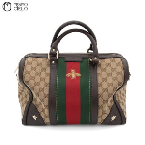 GUCCI GG Canvas Bee & Star 2-Way Bag With Shelley Brown Strap