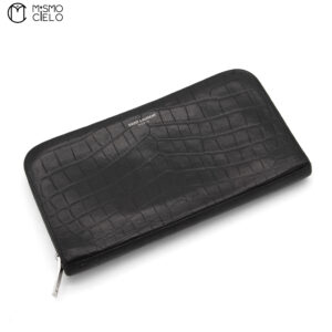 YVES SAINT LAURENT Black Crocodile Wallet ^*
