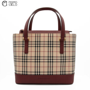 BURBERRY Burgundy and Nova check Tote bag