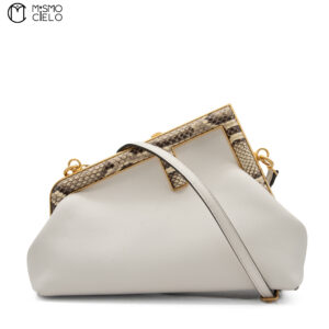 FENDI Porchette Fendi First Lamb and Python White Shoulder Bag