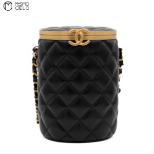 CHANEL Black Lambskin Quilted Crown Box