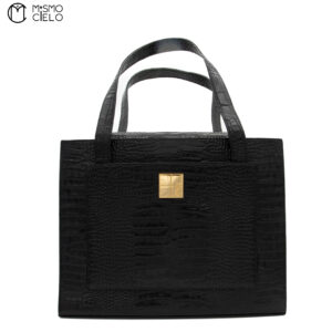 YVES SAINT LAURENT Black Crocodile Tote Bag
