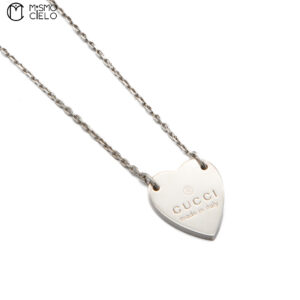 GUCCI Silver Heart plate Necklace Pendant  8.0g