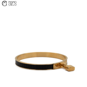 HERMES Black and Gold Lizard Bracelet 20cm