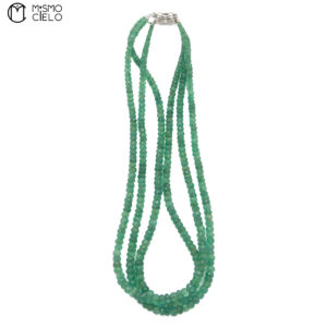 MY BEADS LUXE Silver and Emerald 50.4g Necklace 45cm