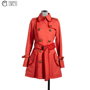 BURBERRY Red Pink Trench Coat Blue London Label Size 38