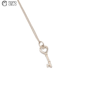 TIFFANY Silver Heart Key Necklace 46 cm
