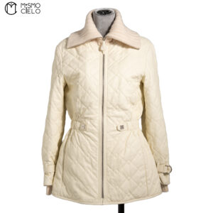 HERMES White Quilted Leather Coat Size 34