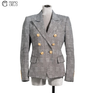 BALMAIN Grey Houndstooth Jacket Size 38