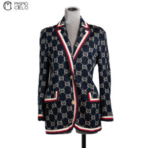 GUCCI Blue GG Monogram Pattern Jacket Size S