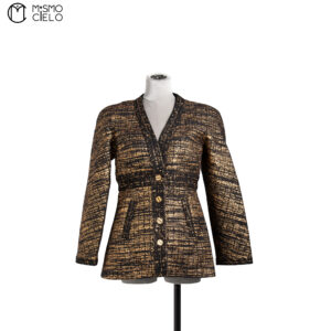 CHANEL Black and Gold Tweed Jacket Size 36