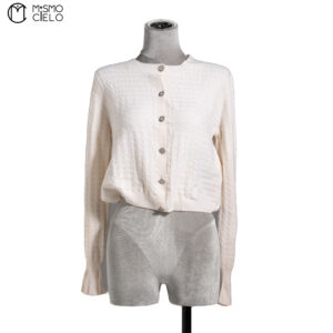 CHANEL White Coco Mark Button Cardigan Size 34