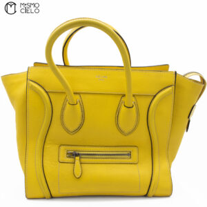 CELINE Yellow Mini Luggage Handbag